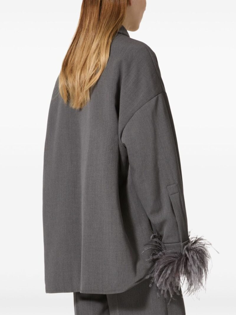 Valentino Garavani  feather-trimmed wool shirt