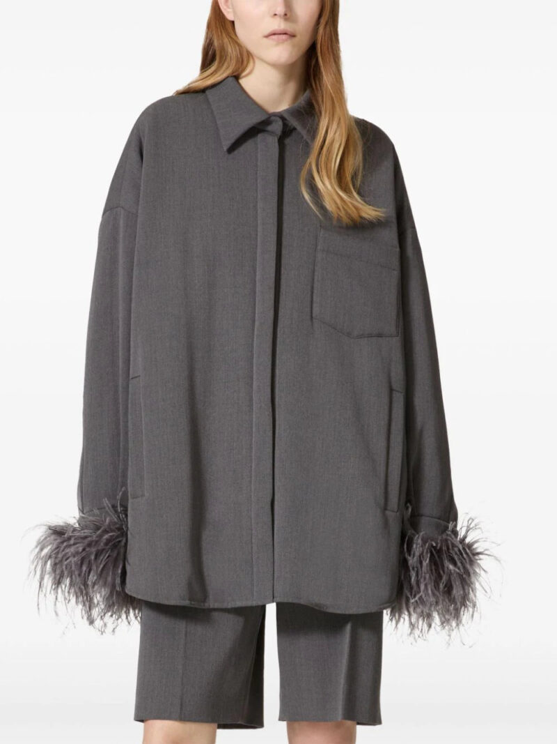 Valentino Garavani  feather-trimmed wool shirt