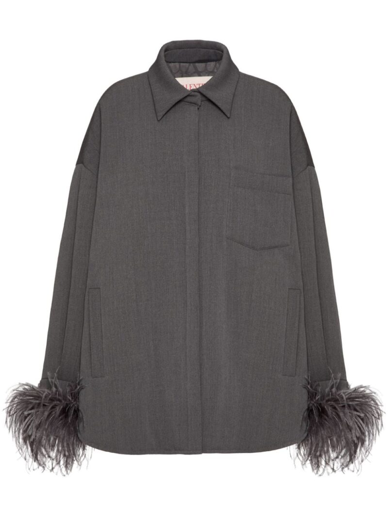 Valentino Garavani  feather-trimmed wool shirt