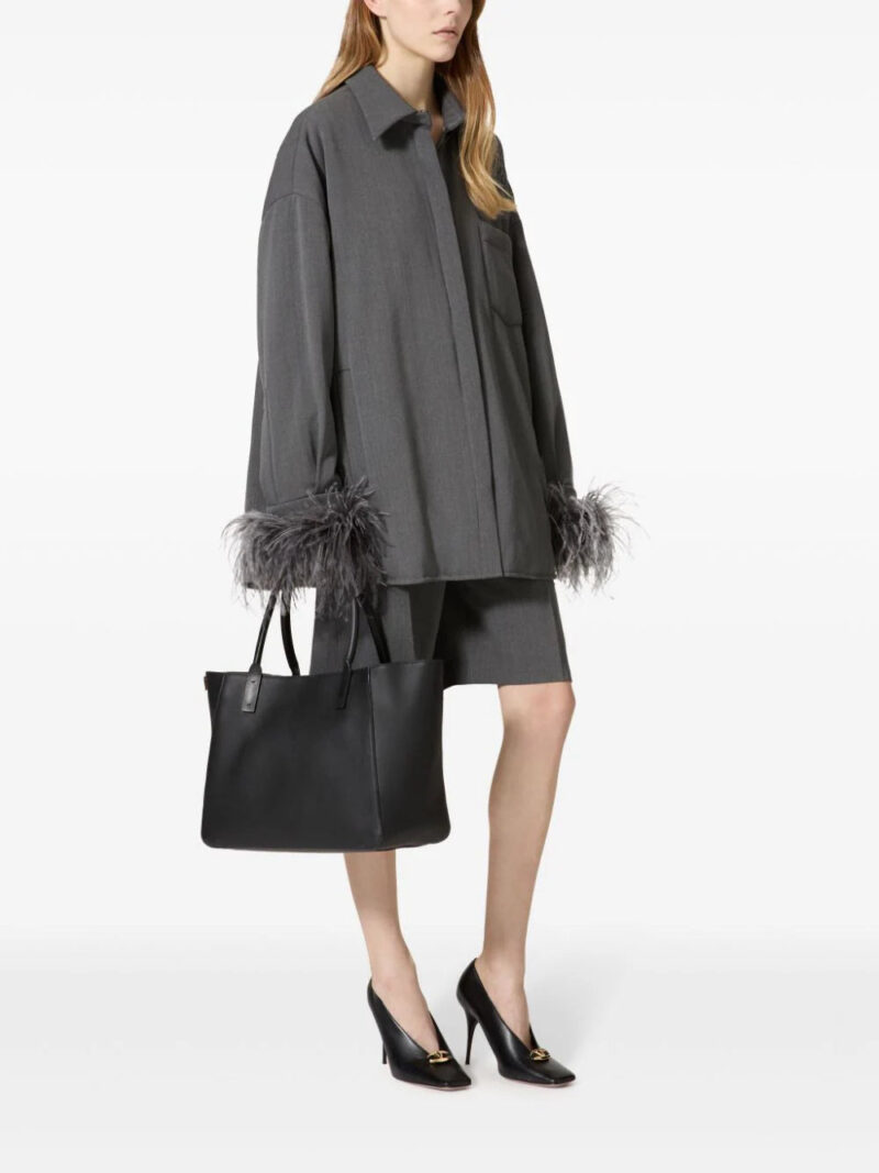 Valentino Garavani  feather-trimmed wool shirt