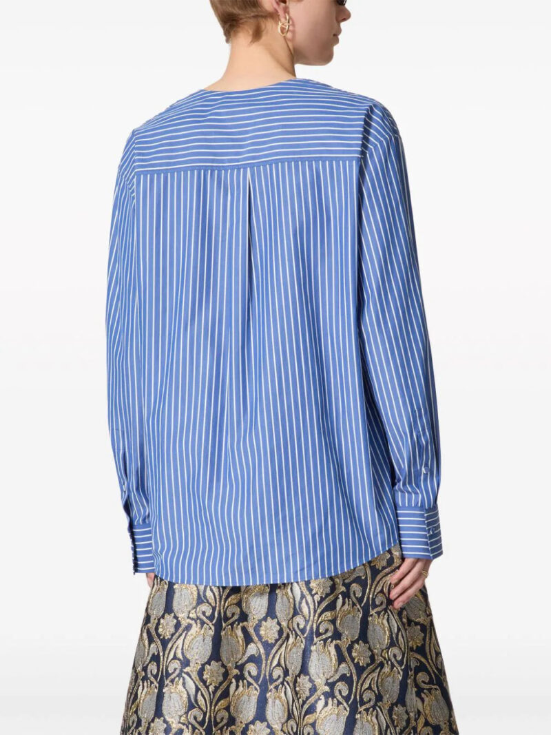 Valentino Garavani logo-plaque striped cotton shirt