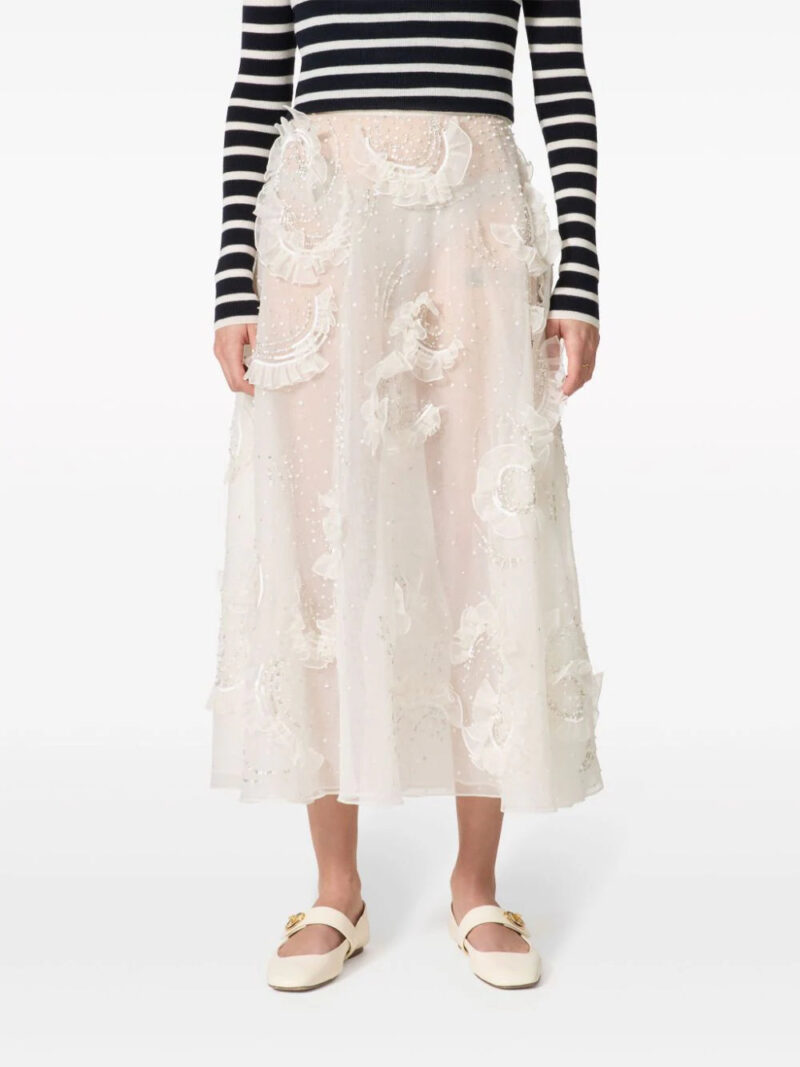 Valentino Garavani  appliquéd sheer midi skirt