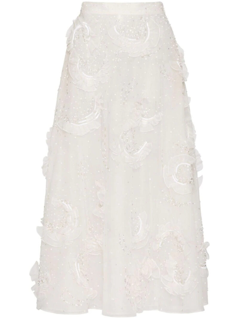 Valentino Garavani  appliquéd sheer midi skirt