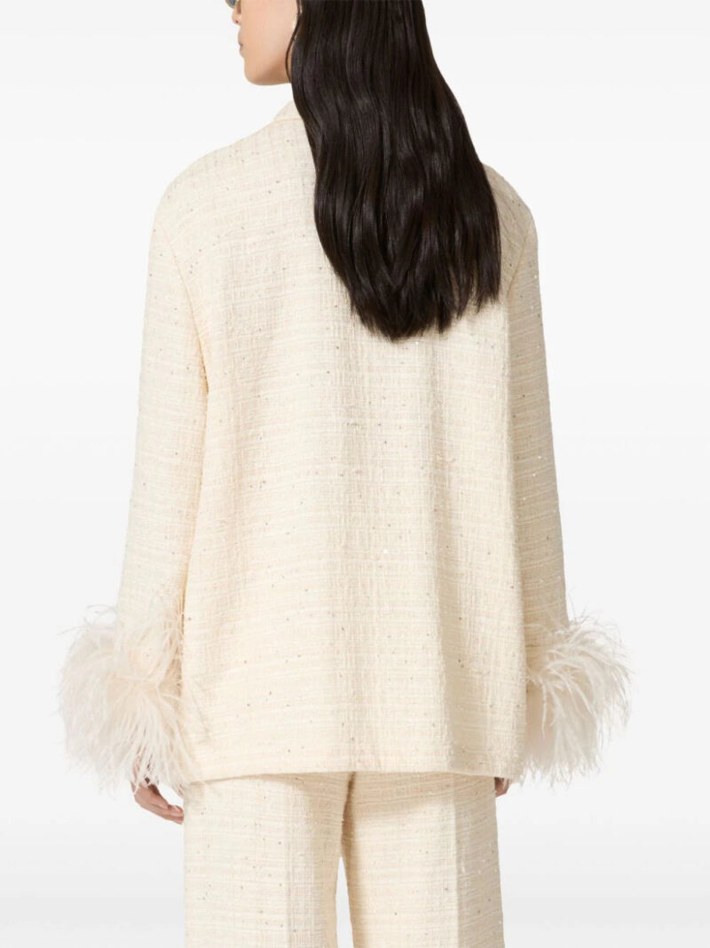 Valentino Garavani feather-trim embellished-tweed blazer