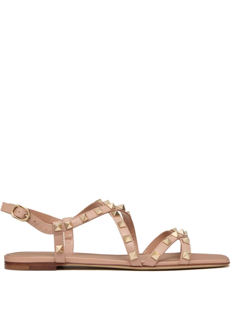 Valentino Garavani  Rockstud-embellished flat leather sandal