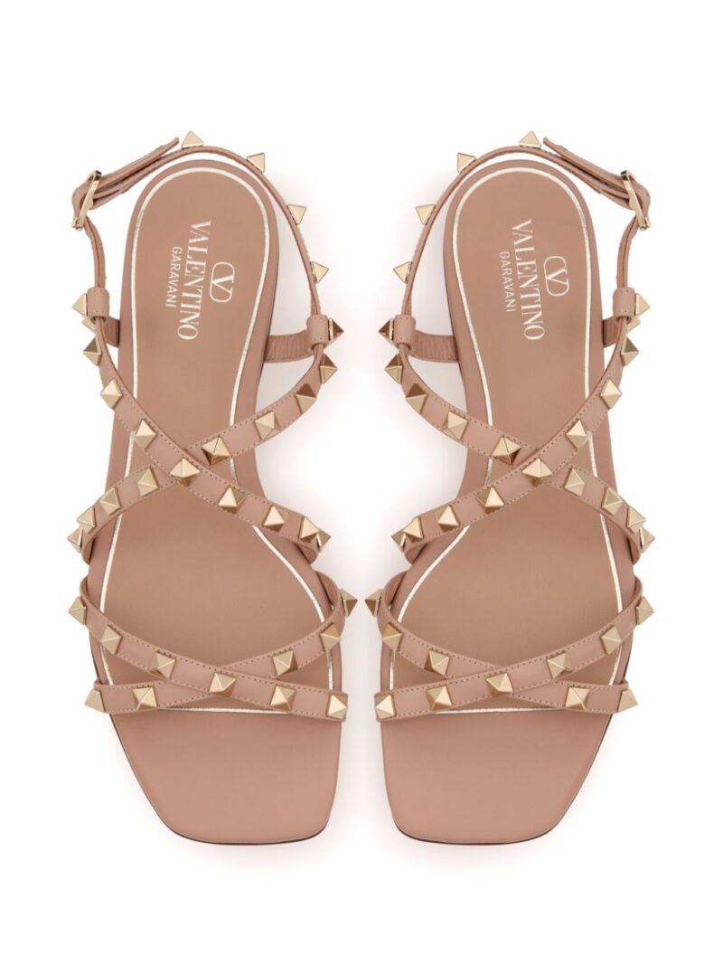 Valentino Garavani  Rockstud-embellished flat leather sandal