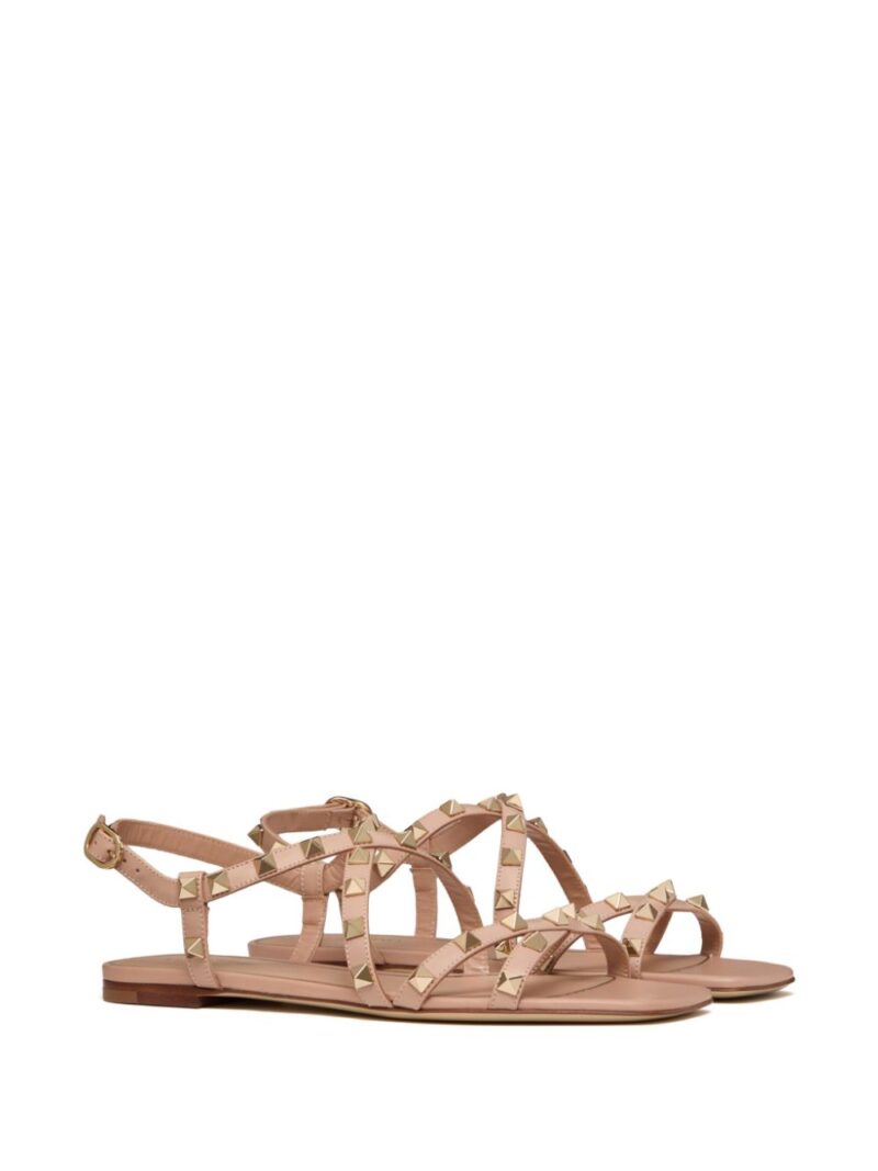 Valentino Garavani  Rockstud-embellished flat leather sandal