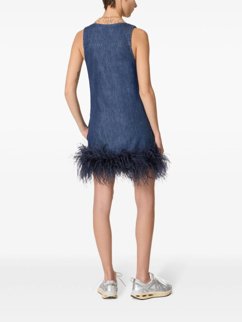 Valentino Garavani feather-trim denim dress