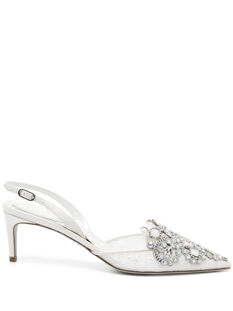 René Caovilla  Veneziana 50mm crystal slingback pumps