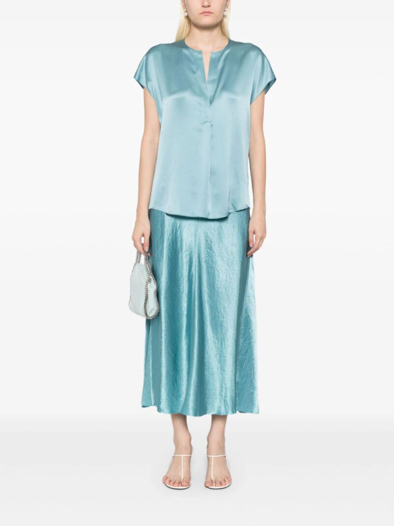 Vince satin raw-edge midi skirt