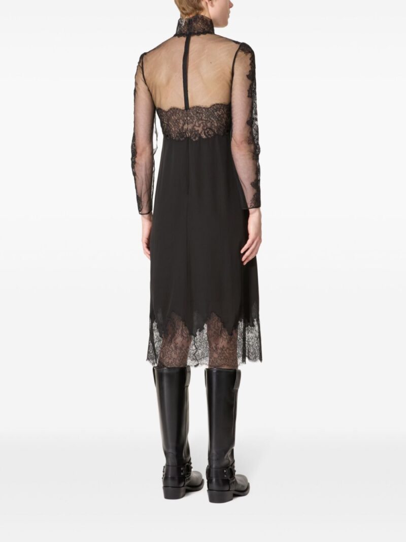 Valentino Garavani  lace-appliqué silk midi dress