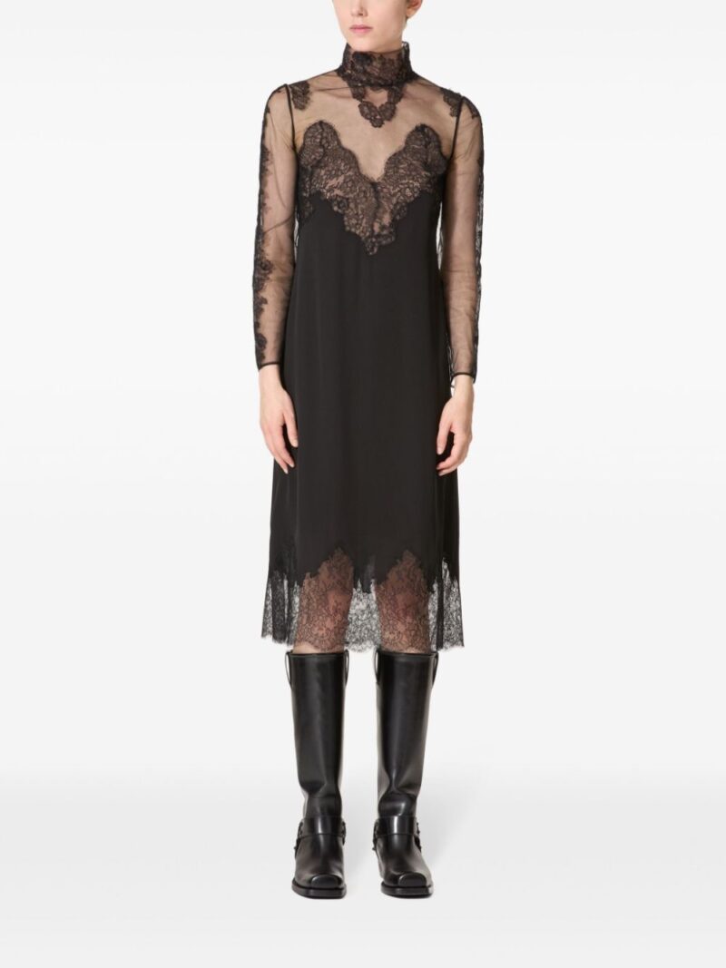 Valentino Garavani  lace-appliqué silk midi dress