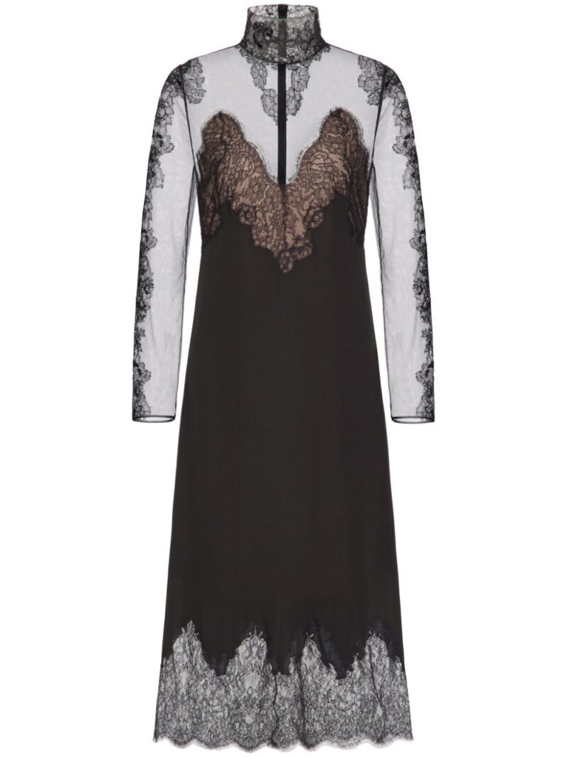 Valentino Garavani  lace-appliqué silk midi dress