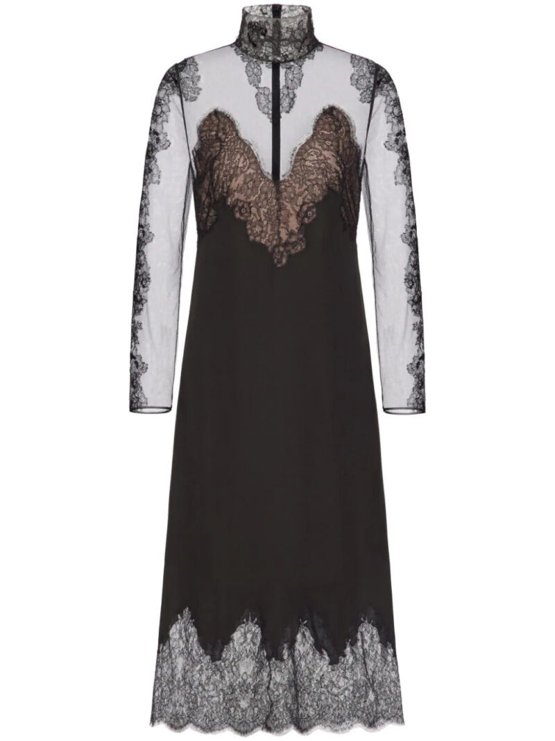 Valentino Garavani  lace-appliqué silk midi dress