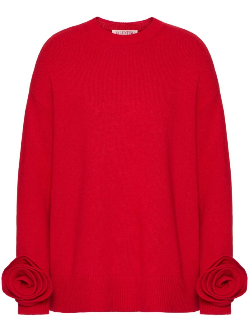 Valentino Garavani  rose-appliqué sweater