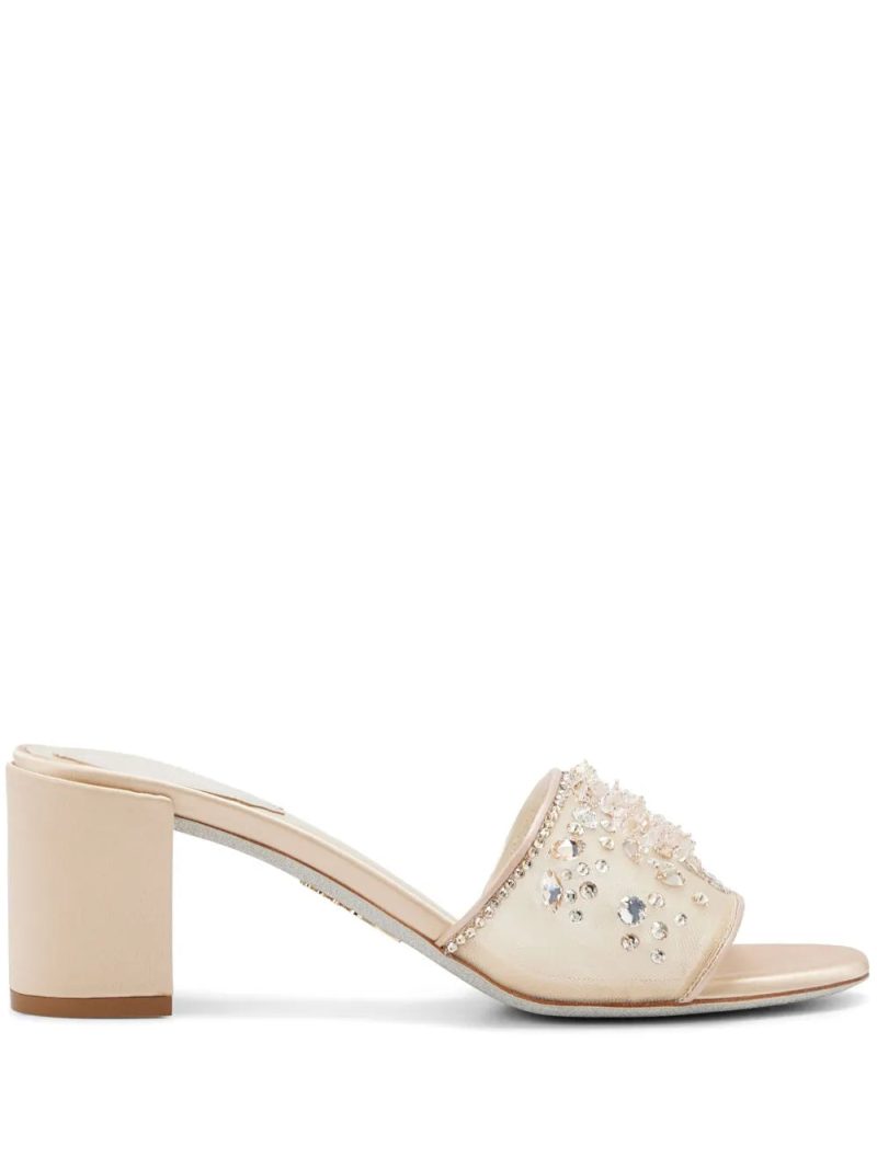 René Caovilla  80mm crystal-embellished mules