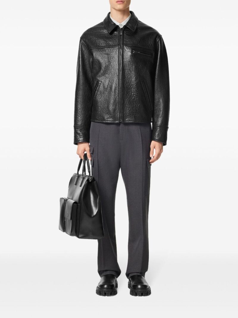 Versace  textured leather jacket