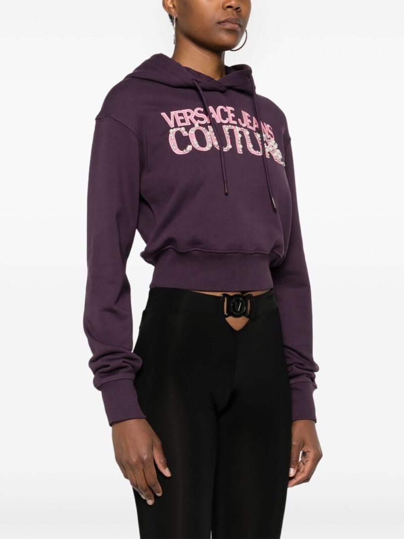 Versace Jeans Couture  embroidered-logo cropped hoodie