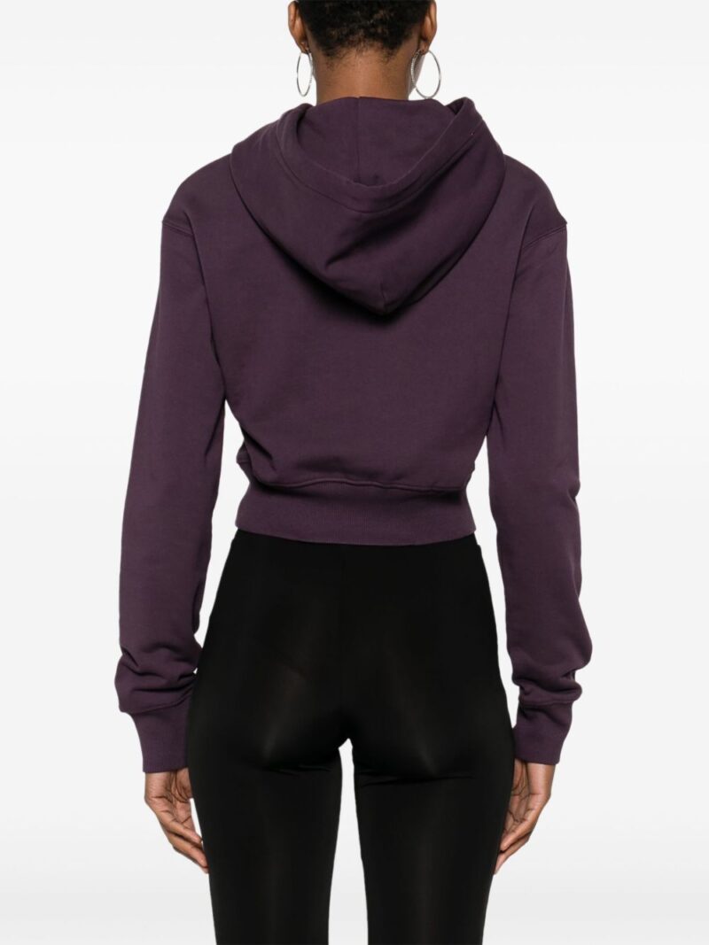 Versace Jeans Couture  embroidered-logo cropped hoodie