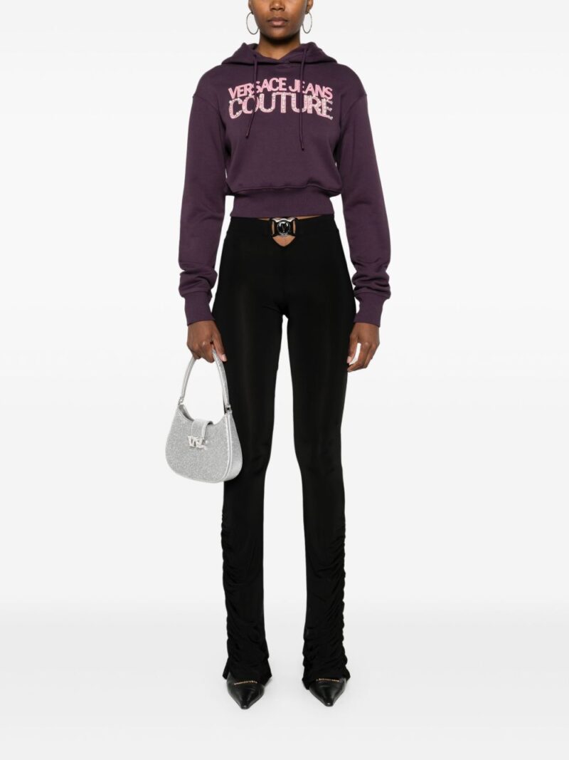 Versace Jeans Couture  embroidered-logo cropped hoodie
