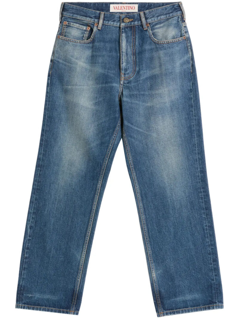 Valentino Garavani  logo-patch washed straight-leg jeans