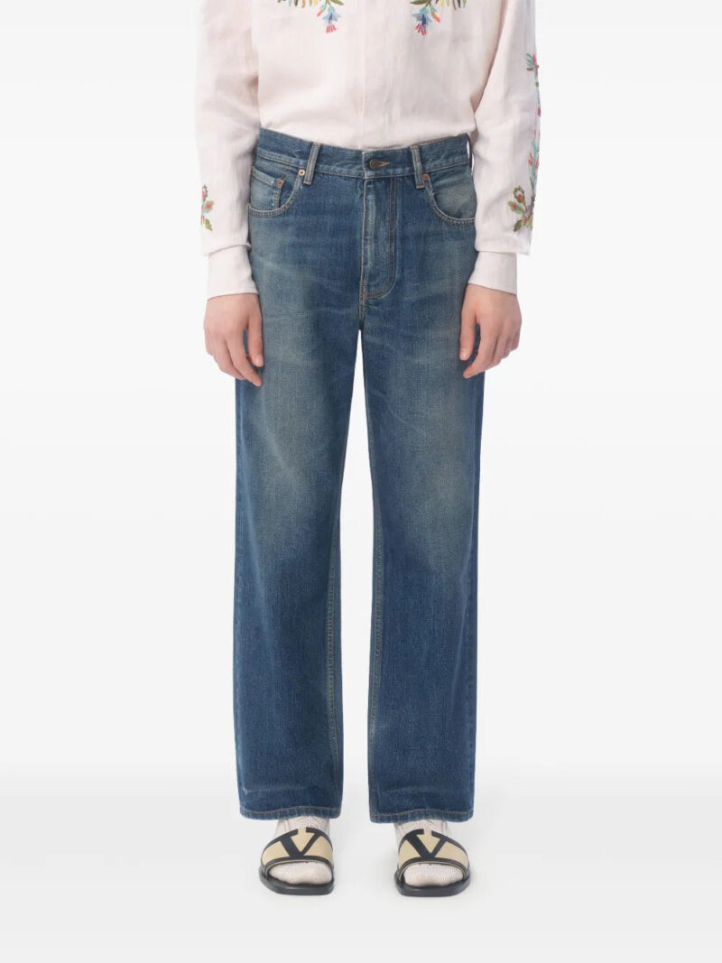 Valentino Garavani logo-patch washed straight-leg jeans
