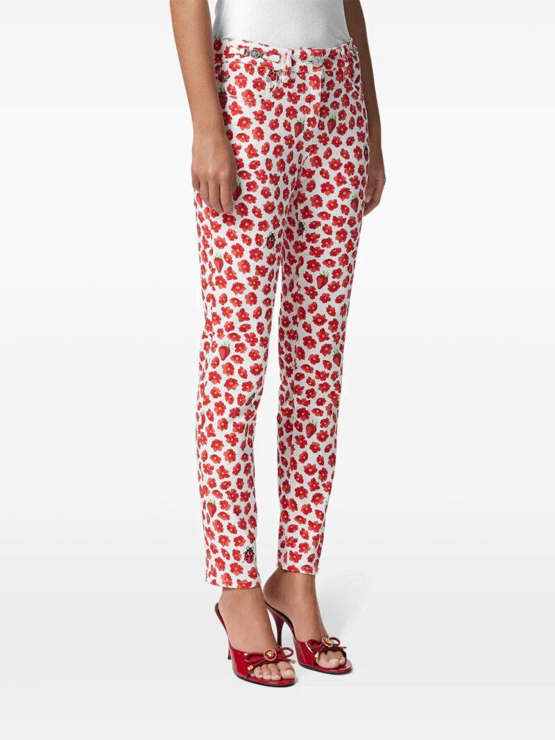 Versace Strawberry Garden Medusa '95 skinny jeans