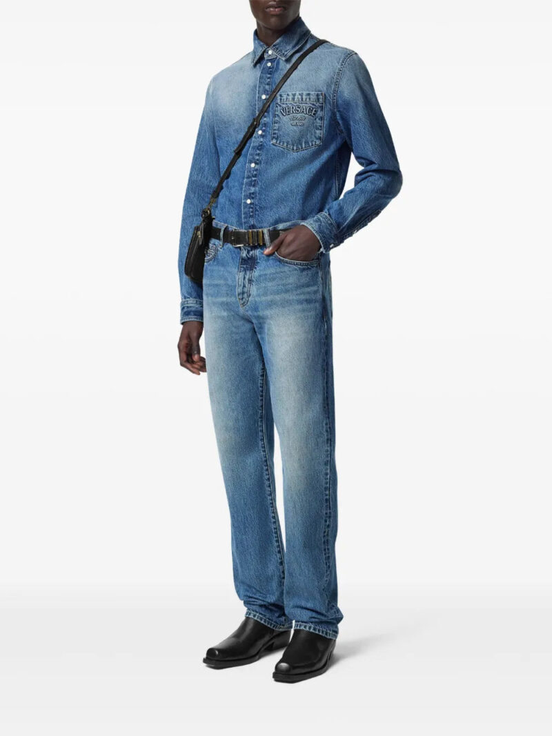 Versace  logo-embossed denim shirt