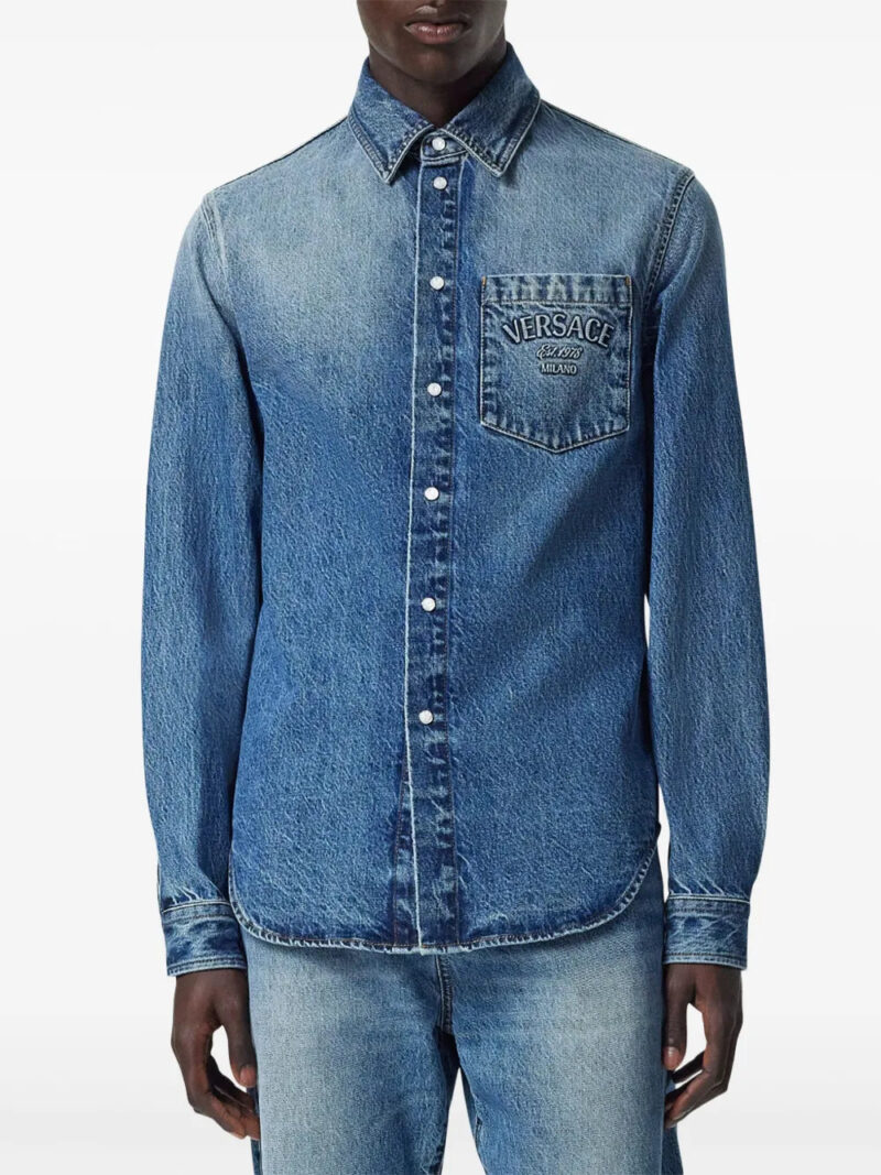Versace  logo-embossed denim shirt