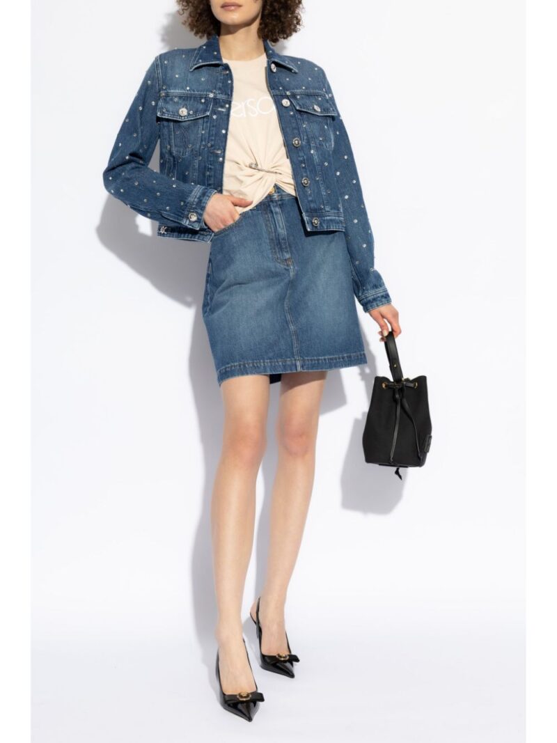 Versace shimmering-appliques denim jacket