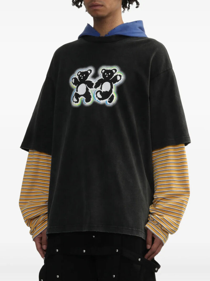 We11done Teddy Twins layered hoodie