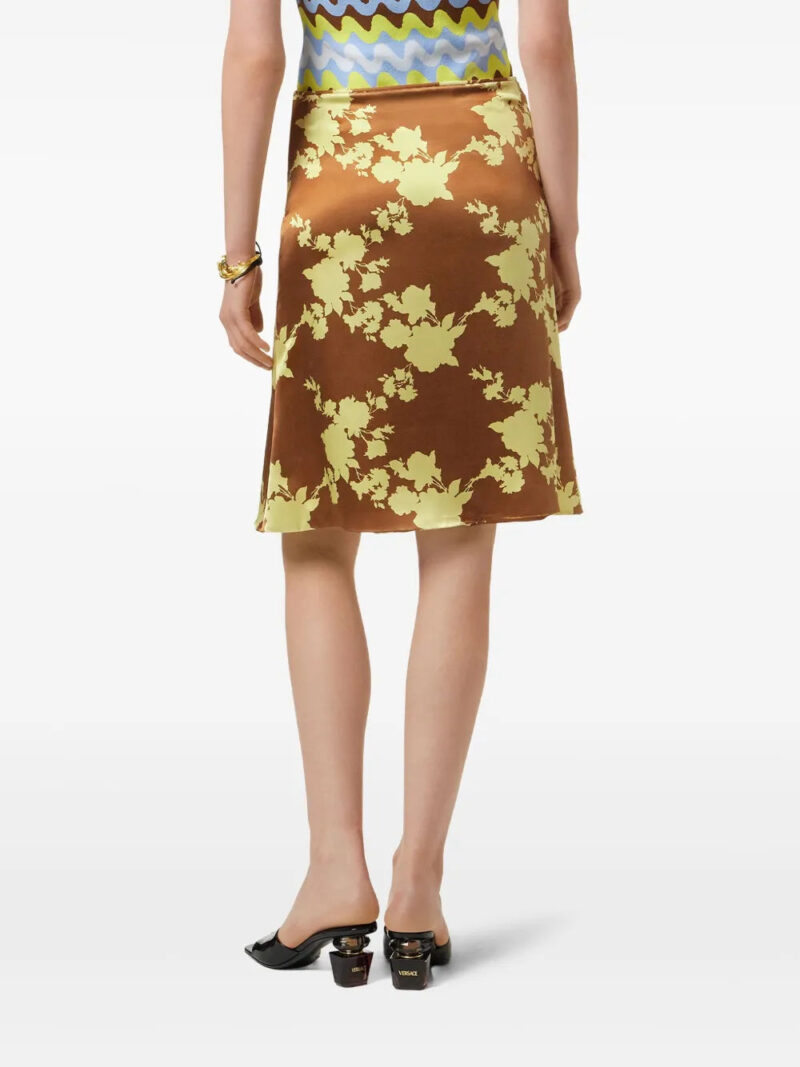 Versace  Wild Roses satin midi skirt