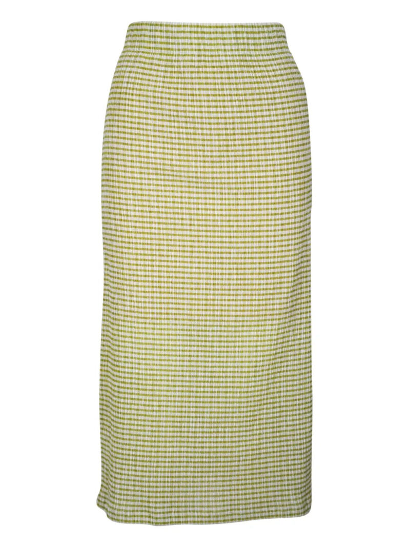 Vince  checked smocked midi skirt