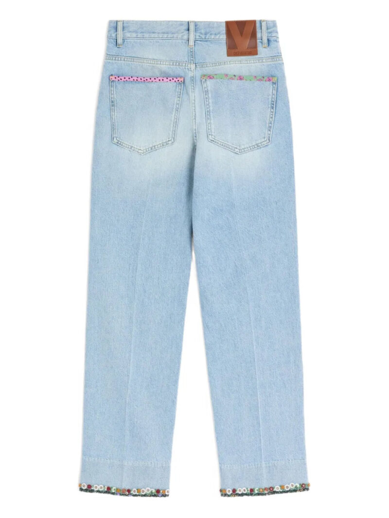 Valentino Garavani  floral-hem faded jeans