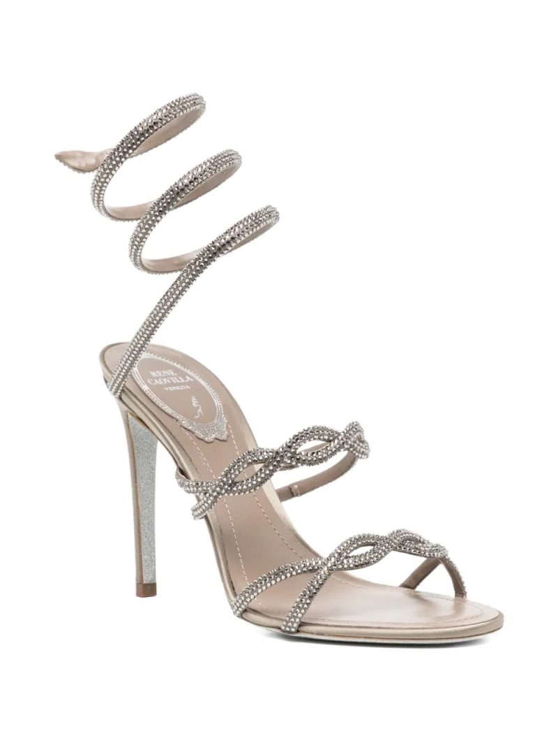 René Caovilla 110mm crystal-embellished spiral-wrap sandals