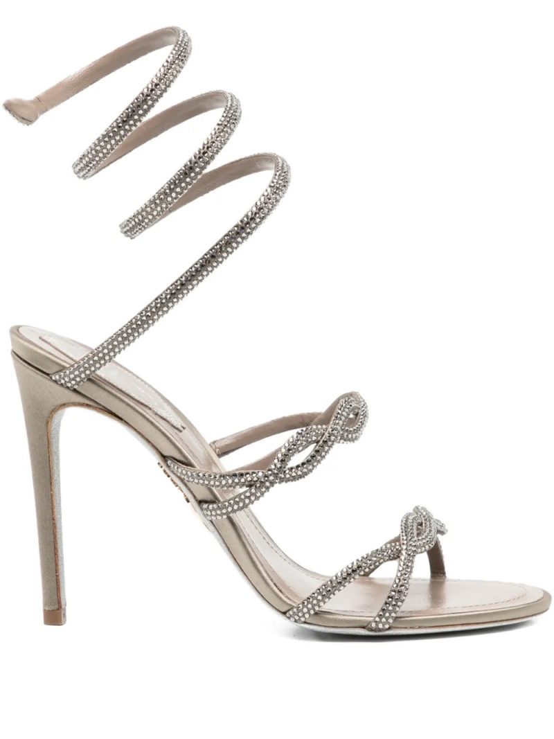 René Caovilla  110mm crystal-embellished spiral-wrap sandals