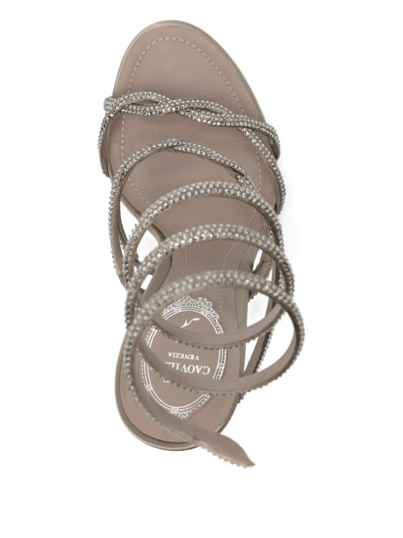 René Caovilla 110mm crystal-embellished spiral-wrap sandals