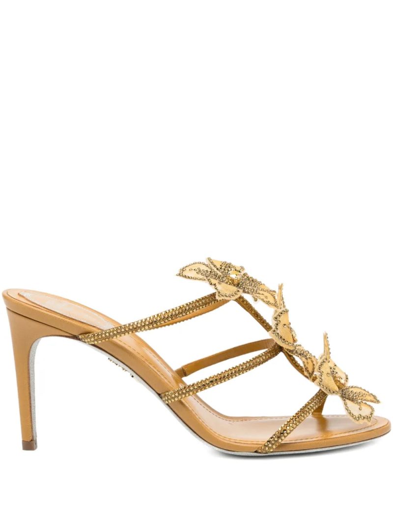 René Caovilla  80mm peach-flower sandals