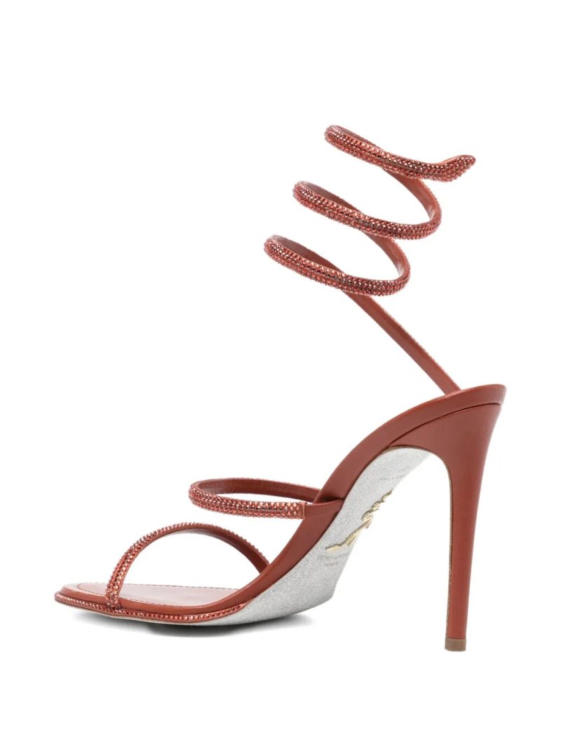 René Caovilla 110mm crystal-embellished spiral-wrap sandals