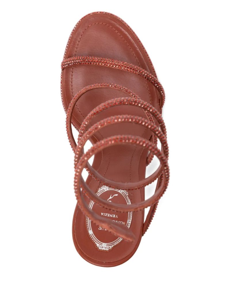 René Caovilla 110mm crystal-embellished spiral-wrap sandals