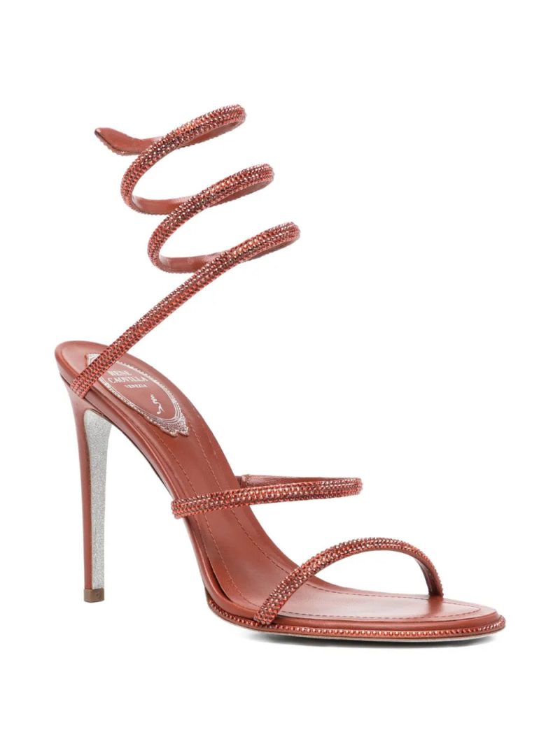 René Caovilla 110mm crystal-embellished spiral-wrap sandals