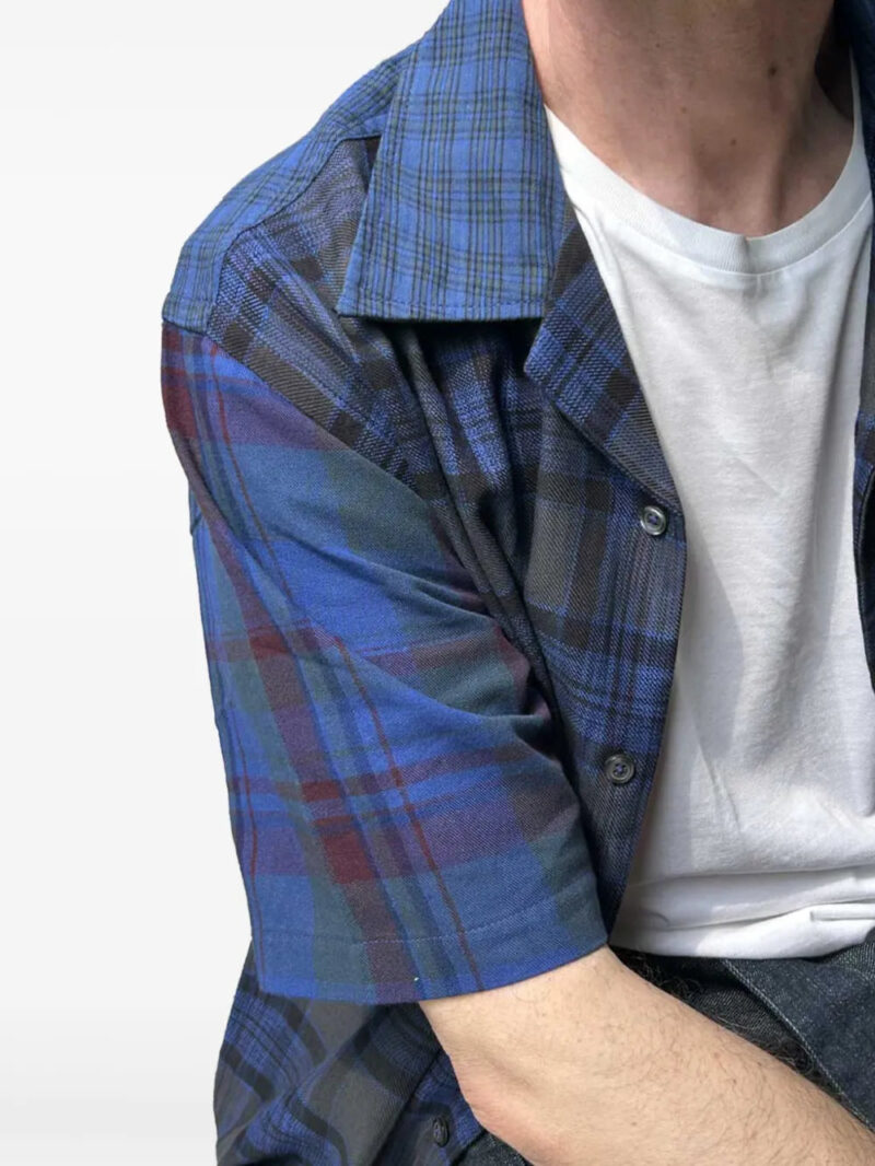 Universal Works  leaf-print plaid shirt