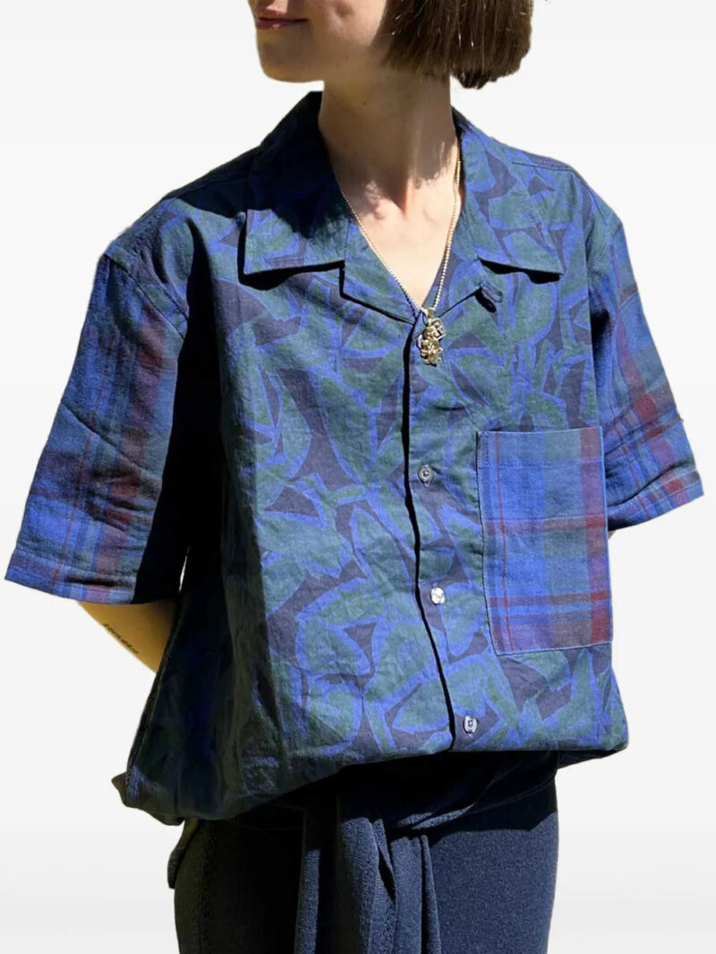 Universal Works  leaf-print plaid shirt