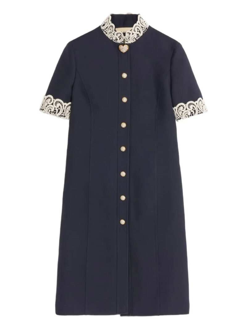 Valentino Garavani  lace-collared button-up dress