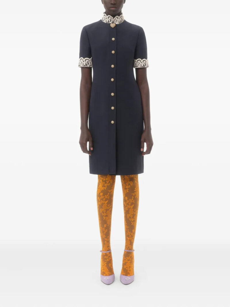 Valentino Garavani  lace-collared button-up dress