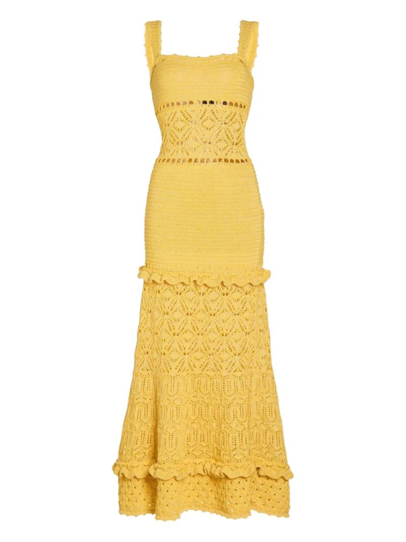 Retrofete  Winona crochet ruffled maxi dress