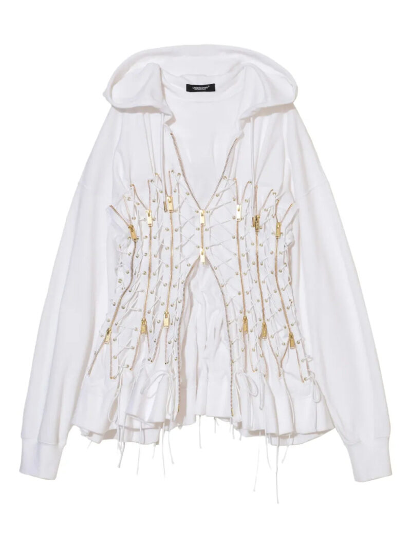 Undercover  lace-up zip-fastening hoodie