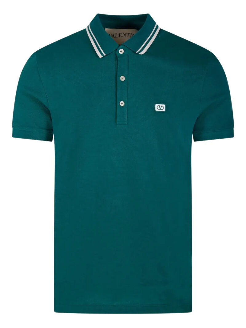 Valentino Garavani  striped-collar polo shirt