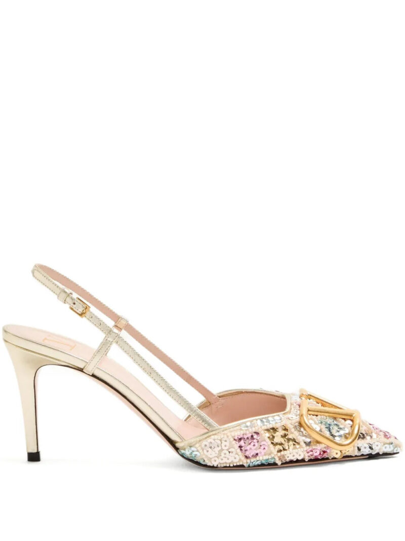 Valentino Garavani  80mm sequin-embellished slingback pumps
