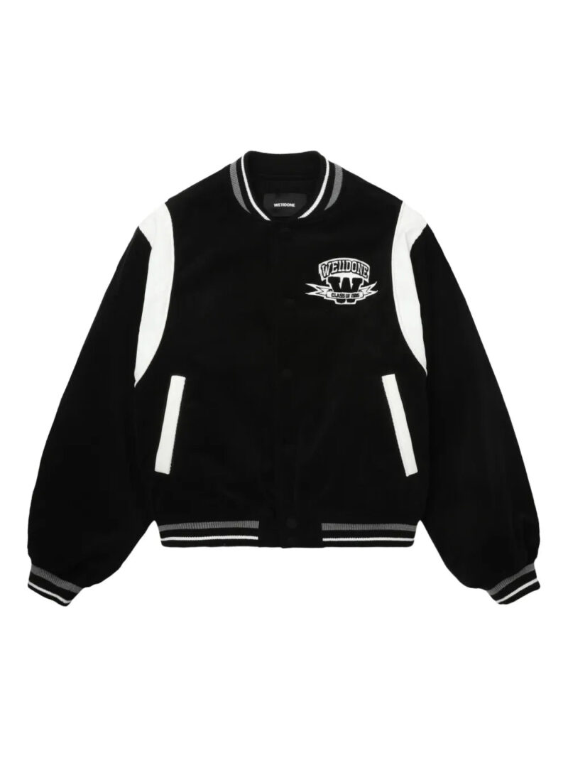 We11done varsity-style teddy bear bomber jacket